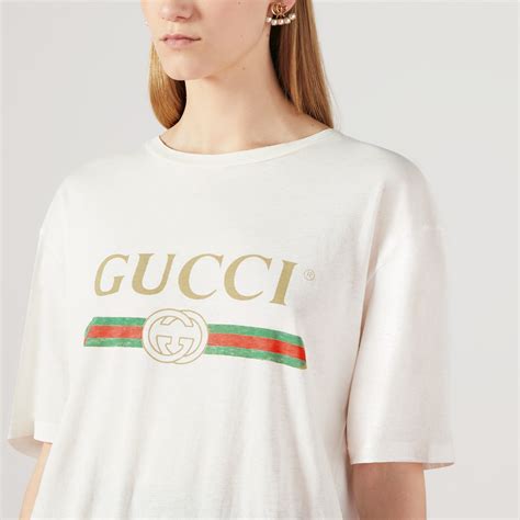 gucci white t-shirt women's|women gucci slogan t shirt.